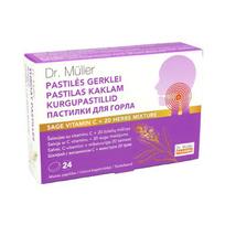 Pastilės gerklei ŠALAVIJAS SU VITAMINU C DR. MULLER, 24 pastilės