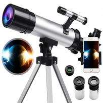 90x astronominis refraktorius Astronominis teleskopas trikojo ieškiklis, nešiojamas kelioninis teleskopas sidabras