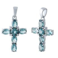 Sidabrinis kryžius su Londono mėlynu topazu 0,345 ct (1966617) mėlyna