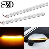 2 vnt Universalus automobilio galinio vaizdo veidrodėlis 28SMD LED juostinė lemputė, tekanti posūkio signalo lempų indikatorius srautinio srauto juosta tekanti dinamiška lanksti šoninė šviesa, geltona