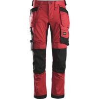 Darbinės kelnės iš tampraus audinio, su kabančiomis kišenėmis SNICKERS WORKWEAR 6241 AllroundWork, raudonos