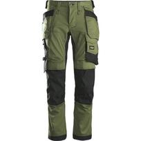 Darbinės kelnės iš tampraus audinio, su kabančiomis kišenėmis SNICKERS WORKWEAR 6241 AllroundWork, chaki