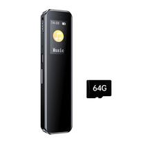 64GB skaitmeninis diktofonas Triukšmo mažinimo įrašas su MP3 muzikos grotuvo atkūrimo aktyvuotu įrašu juoda