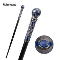 Sidabrinės mėlynos prabangios apvalios rankenos madingos vaikštynės vakarėliui. Dekoratyvinė lazdelė Elegantiška vaikščiojimo lazda „Crosier Knob“ 93 cm