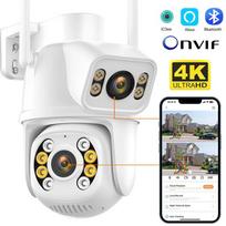 Nauja WIFI IP kamera 8MP 4K dviejų lęšių PTZ kamera Žmogaus aptikimo 4MP saugos CCTV kamera naktinio matymo lauko vaizdo stebėjimo iCSee EU Plug