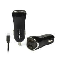 Beline Car charger with 2x USB + USB-C 2.1A, black