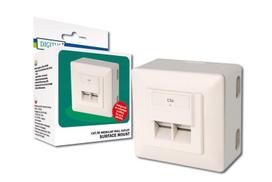 Digitus CAT 5e shielded modular wall outlets, 2x RJ45 LSA
