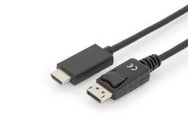 ASSMANN DisplayPort 1.2 adapter cable with locking mechanism, 4K at 60Hz, UHD, Type DP/HDMI, male to male, black, 3 meters