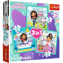 GABBY´S DOLLHOUSE TREFL  3 dėlionių rinkinys