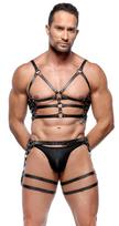 Zado Leather Chest & Waist Harness Set 2010275 Black