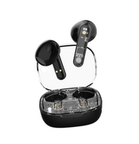 Ausinės STREETZ T150-BLK, belaidės, į ausis, skaidrios juodos, USB-C