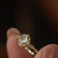 925 Sterlingo sidabro natūralaus mėnulio akmens kačių akių žiedas moterims Madingi prabangūs geometrinio dizaino madingi papuošalai