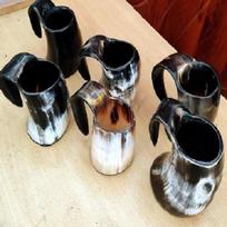 Rinkinys iš 6 Viking Drinking Horn Autentiško alaus rago Tankard rankų darbo Ale gėrimų Steins Grey
