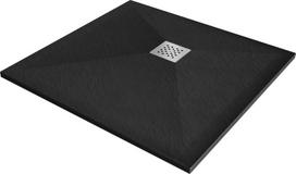 Kvadratinis dušo padėklas Mexen Stone+ su sifonu, Black, 70/80/90/100 cm
