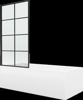 Vonia Mexen Cubik su apdaila ir stiklo sienele, 150x70 cm + 70 cm, white+I/swing/black grid