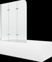 Vonia Mexen Vega su apdaila ir stiklo sienele, 180x80 cm + 120 cm, white+III/fold/chrome