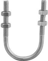WALRAVEN U formos laikiklis, ilgas Ø48,3 mm 1.1/2", su 8 mm sriegiu, su veržlėmis ir poveržlėmis. Nerūdijantis plienas A4 AISI 316.