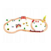53 Elementų Medinė traukinių trasa EcoToys