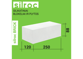 Plyta silikatinė Silroc BRICK 88, pilnavidurė, balta, M15, 250x120x88mm