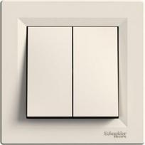 Switch, 2-gangs, one-way, with frame, cream, 10AX, Asfora EPH0300323 | 3606480525032