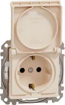 Socket outlet IP44, grounded, with lid, with screw, beige Sedna Design SDD212023 | 3606481481931