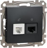 RJ45 + RJ11 data outlet CAT5E UTP, anthracite Sedna Design SDD114458 | 3606481467218