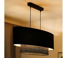 Duolla - Pakabinamas sietynas DOUBLE OVAL RATTAN 2xE27/15W/230V juoda/rotangas