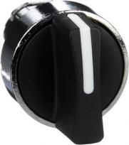 Black selector switch head Ø22 3-position spring return. range of product: Harmony XB4 - device short name: ZB4 - mounting diameter: 22 mm - operator position information: 3 positions +/- 45°. ZB4BD5 | 3389110888973