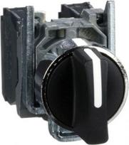 Black complete selector switch Ø22 3-position spring return 2NO. range of product: Harmony XB4 - device short name: XB4 - fixing collar material: zamak - mounting diameter: 22 mm - shape of signaling unit head: round - contacts operation: slow-break XB4BD53 | 3389110887112