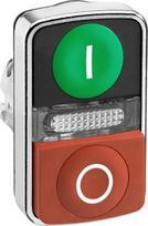 Green flush/red projecting illuminated double-headed pushbutton Ø22 with marking. range of product: Harmony XB4 - product compatibility: integral LED - device short name: ZB4 - mounting diameter: 22 mm - operator profile: 1 flush - 1 projecting pushb ZB4BW7L3741 | 3389119043779