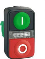 Green flush/red projecting illuminated double-headed pushbutton Ø22 with marking. range of product: Harmony XB5 - product compatibility: integral LED - device short name: ZB5 - mounting diameter: 22 mm - operator profile: 1 flush - 1 projecting pushb ZB5AW7L3741 | 3389119043380