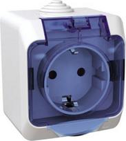 Socket outlet with transparent lid IP44 white Cedar Plus WDE000543 | 3303432400415