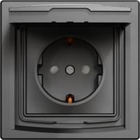 Socket outlet, 1-gang, with frame, with lid, with side grounding, IP44, 16A, anthracite, Asfora EPH3100371 | 3606480729973