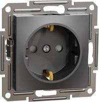 Socket outlet, 1-gang, without frame, with side grounding, anthracite, Asfora EPH2900271 | 3606480729546