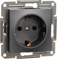 Socket outlet, 1-gang, without frame, with side earthing, anthracite, Asfora EPH2900171 | 3606480729539