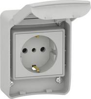 Socket 1-v. IP65 65x85 PK, 2P+E, 10/16 A, 250 V, German, grey, PratiKa 81141 | 3303430811411