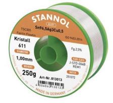 Lydmetalis Sn96.5/Ag3/Cu0.5 1.00mm 250g su fliusu Stannol