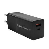 Qoltec 52382 GaN POWER PRO įkroviklis  1xUSB tipo C  1xUSB A  100W  5-20V  1,5-5A  PD  Juoda