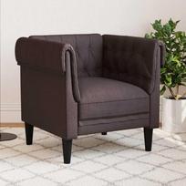 Fotelis Chesterfield krėslas, tamsiai rudos spalvos, audinys