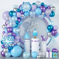 Ledas ir sniegas Tematikos Sniego senio Balionų Girliandos Lanko Rinkinys Mėlyni Violetiniai Balionai Mergaitės Gimtadienio Šventės Dekoracija Kūdikio Maudynių Globos
