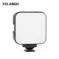 YELANGU LED01 Mini LED vaizdo šviesos fotografavimo lempa 6500K pritemdoma 5W su šalto bato laikikliu juoda