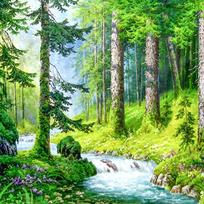 Cross Stitch Kit DIY Diamond Embroidery Forest brook Full Round Diamond Painting Mosaic Home Decor 30X30CM