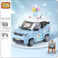 LOZ 1131 transporto priemonės modelis mėlynas automobilis Jeep Balloon Mount Fuji tapybos molbertas „pasidaryk pats“ Mini blokai, statybinis žaislas be dėžutės