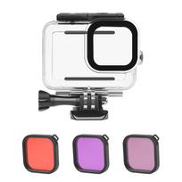 Veiksmo kameros vandeniui atsparus dėklas + raudonos rožinės violetinės spalvos filtrų rinkinys, skirtas GoPro Hero 9 GoPro Hero įvairiaspalvis