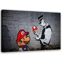 Canvas print Banksy Super Mario 60x40 pilka spalva