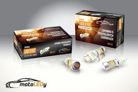 2 vnt. LED lemputė 3157, P27/7W 12-24V 2000lm CANBUS balta-oranžinė Off-Road