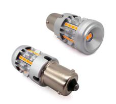 2vnt LED lemputė PY21W, BAU15S 12-24V be klaidų oranžinė 100% CANBUS