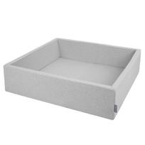 KiddyMoon Kvadratinis kamuoliukų baseinas 120x30cm/be kamuoliukų 7cm kvadratiniai kamuoliukų baseinai kūdikiams žaidimų maudynėms mažiems vaikams, šviesiai pilkas