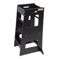 KiddyMoon virtuvės pagalbininkas vaikams laiptinė taburetė mokymosi bokštelis vaikams mokymosi kėdutė reguliuojama, st-003, juoda 91,5x39,3x49,4