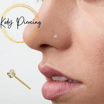 KODY PIERCING 9K auskarų vėrimas brangakmeniais tiesi nosis su skaidraus kubinio cirkonio 1,5 mm CZ nustatymu – kokybiškas auskarų vėrimas